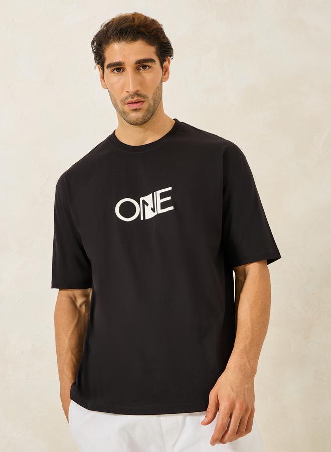 Styli Chest Minimal Print Oversized Cotton Rich T-Shirt - Image 3