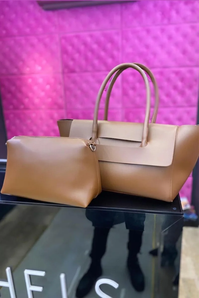 باهلس Women's Brown 2-Piece Oversized Puppy Shoulder Bag