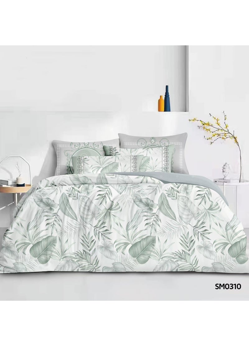 شايني فلاور طقم لحاف صيفي مضغوط ٤ قطع – نفر ۲۲۰×۱٦۰ سم – قماش ميكروفايبر مشجر مع حشوة قطن طبيعي 100% – طقم سرير ناعم - Image 1