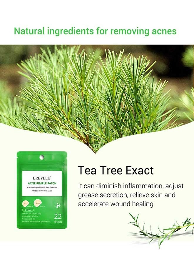 Breylee 22 Patches Acne Pimple Patch, Acne Healing Blemish Spot Treatmentmade with Tea Tree, Diminishinflammation, Adjustgrease Secretion, Relieveskin and Acceleratewound Healing, Suitable for All Skin Types  - Image 2