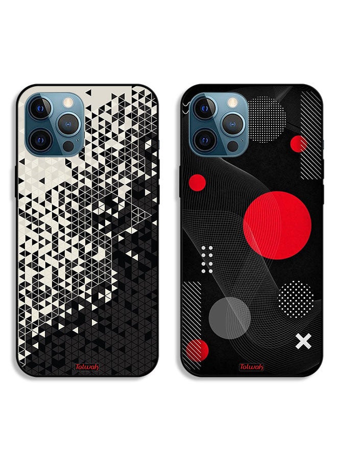 Tolwak - Two Cases For Apple iPhone 12 Pro Max Protective Covers Digital Shape Pattern - Image 1