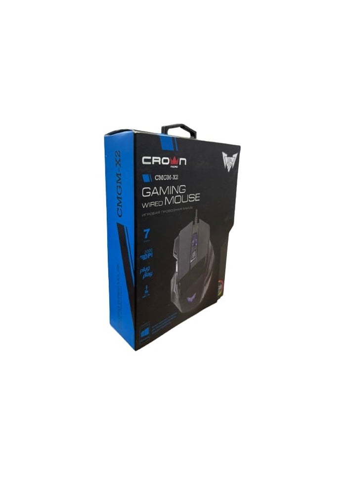 كراون مايكرو فأرة ألعاب سلكية من Crown CMGM-X2 - فأرة ألعاب سلكية، حتى 2000 نقطة في البوصة، زر 7D، مدى 1.5 متر | CMGM-X2  - Image 2