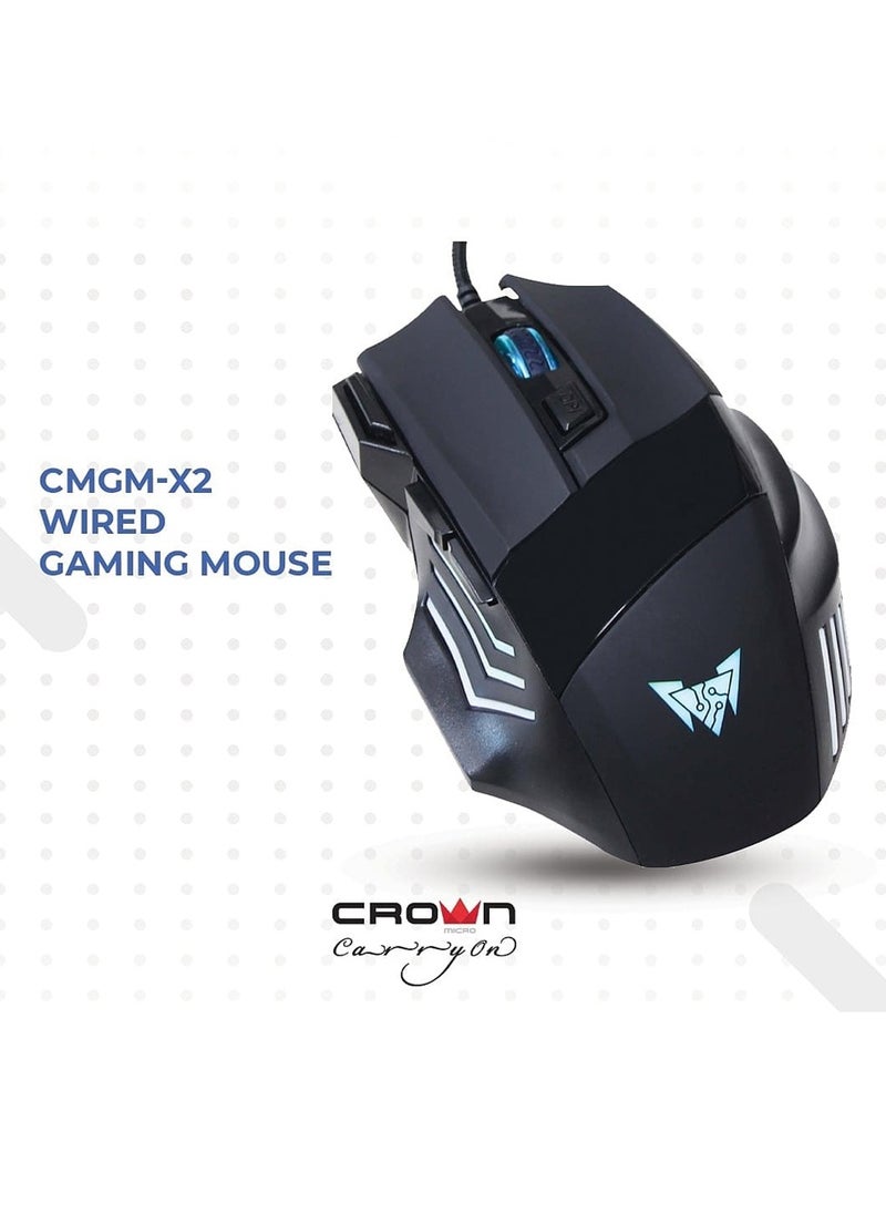 كراون مايكرو فأرة ألعاب سلكية من Crown CMGM-X2 - فأرة ألعاب سلكية، حتى 2000 نقطة في البوصة، زر 7D، مدى 1.5 متر | CMGM-X2  - Image 4