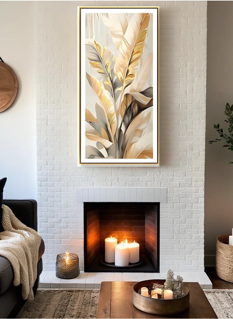 Neo Front triking Leather Art with 3D Texture and Gold Leaf in Black Gold Frame - 70*140 cm LTM-24080141  - Image 2