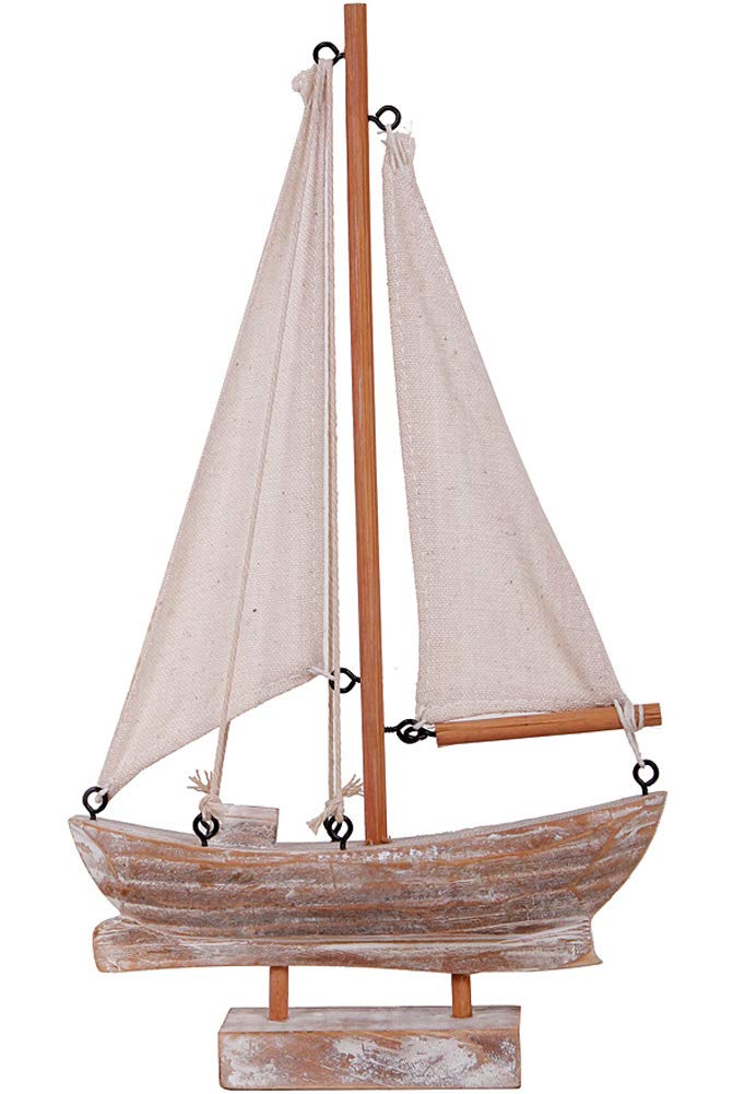 WHY Decor Wooden Sailboat Model Decoration Mini Wood Sailing Boat Ship Model Handmade Rustic Vintage Beach Nautical Ocean Theme Sailboat Decor 1075 x 6 x 15 Inches Wood Sail Boat B 