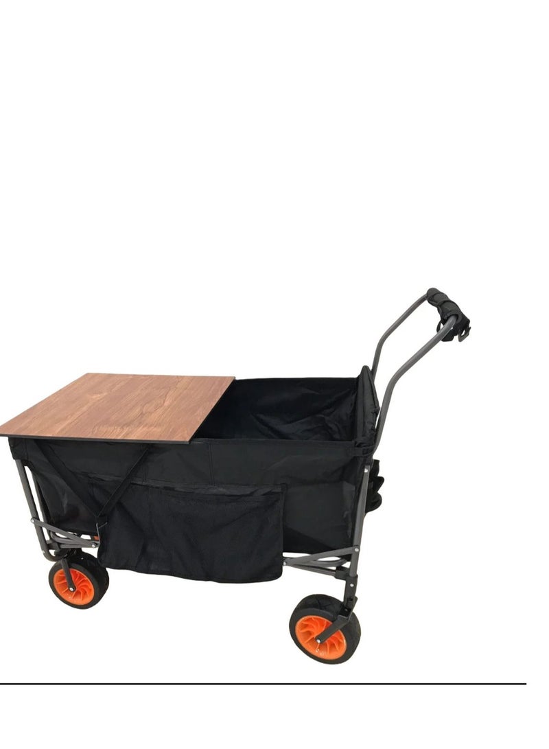 Camping Folding Trolley Shopping Cart with Wheels Table Larger Capacity Durable Beach Cart T004 - Image 1