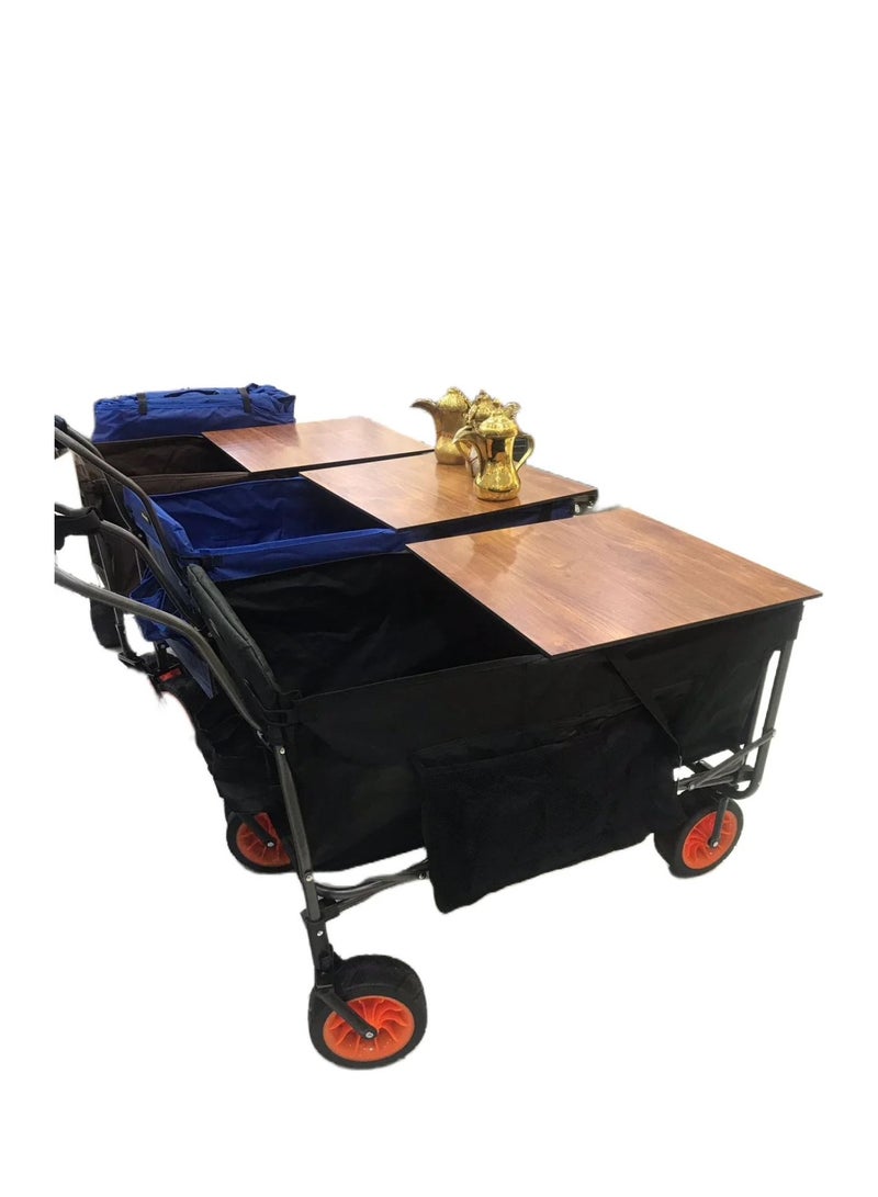 Camping Folding Trolley Shopping Cart with Wheels Table Larger Capacity Durable Beach Cart T004 - Image 2