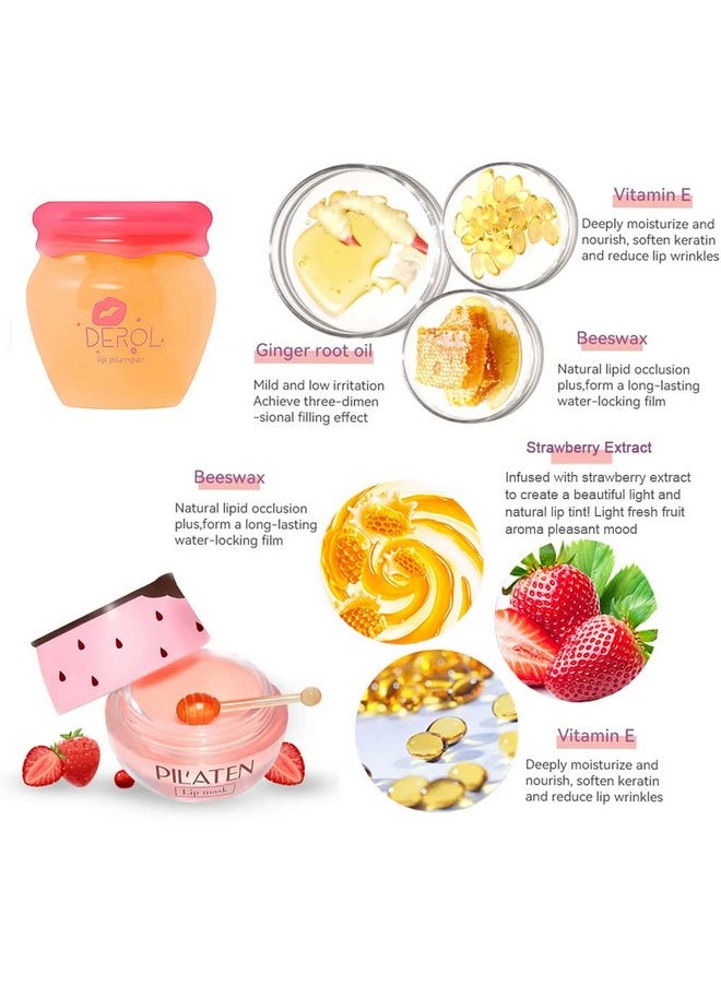 SWETIYOU Lip Plumper Lip Mask Set, Lip Plumper Gloss Lip Injection, Strawberry Propolis Moisturizing Lip Sleeping Mask, Hydrating & Prevention Dry And Ed Lip Scrubs Exfoliator (Ginger And Strawberry)  - Image 2