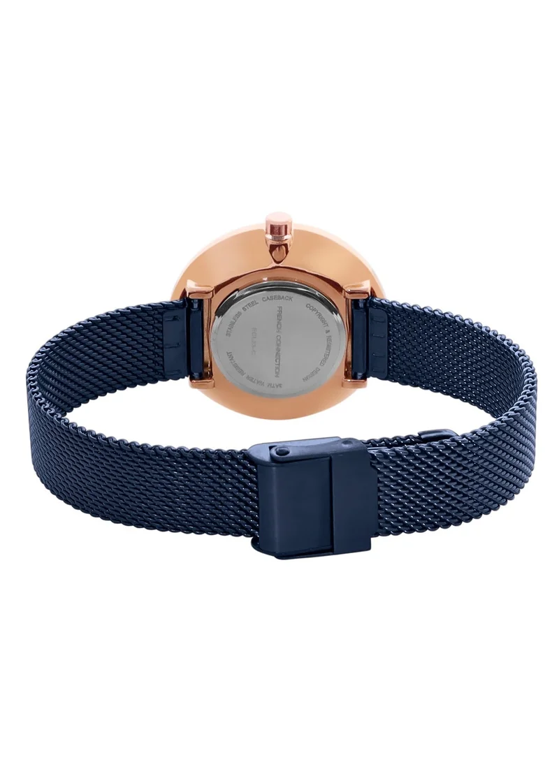 French Connection Blue Dial Blue Stainless Steel Mesh Bracelet Analog Watch for Women  31mm