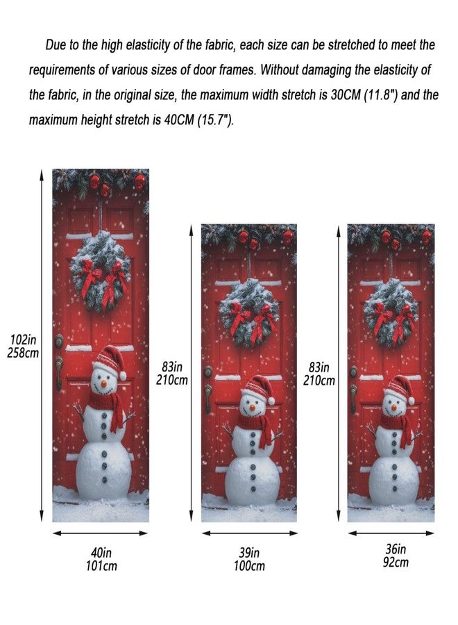 Burbuja Christmas Snowman Door Cover, Stretch Fabric Backdrop Porch Covers for Home Party Holidays Decoration, 35x79 In - Image 3