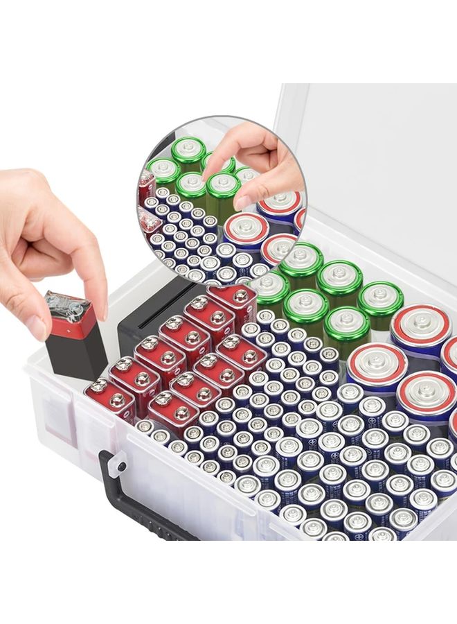 Black Battery Organizer Storage Case Holds AA AAA C D 9V CR2032 CR2025 95 Batteries - Image 5