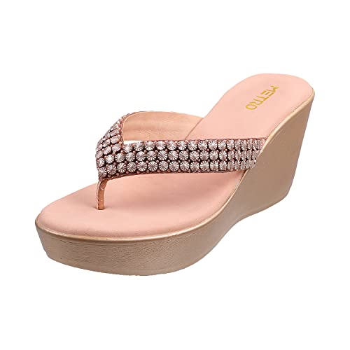 Metro Womens Synthetic Rose Gold Slippers (Size (7 UK (40 EU)) - Image 1
