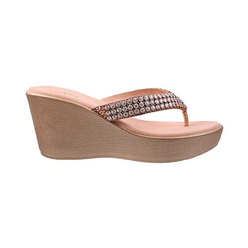 Metro Womens Synthetic Rose Gold Slippers (Size (7 UK (40 EU)) - Image 2