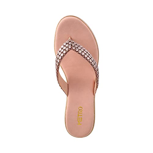 Metro Womens Synthetic Rose Gold Slippers (Size (7 UK (40 EU)) - Image 5