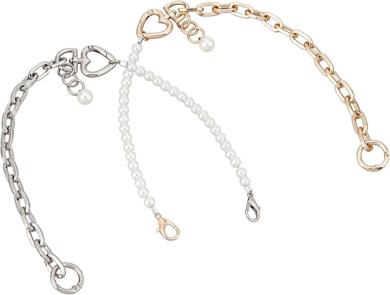 cheekyglo 2pcs Pearl Bag Chain Strap, 17.3 Inch Imitation Pearl Bead Purse Chain Replacement Metal Short Handbag Handles Purse Strap Extender Crossbody Bag Decoration Chain Accessories - Image 1