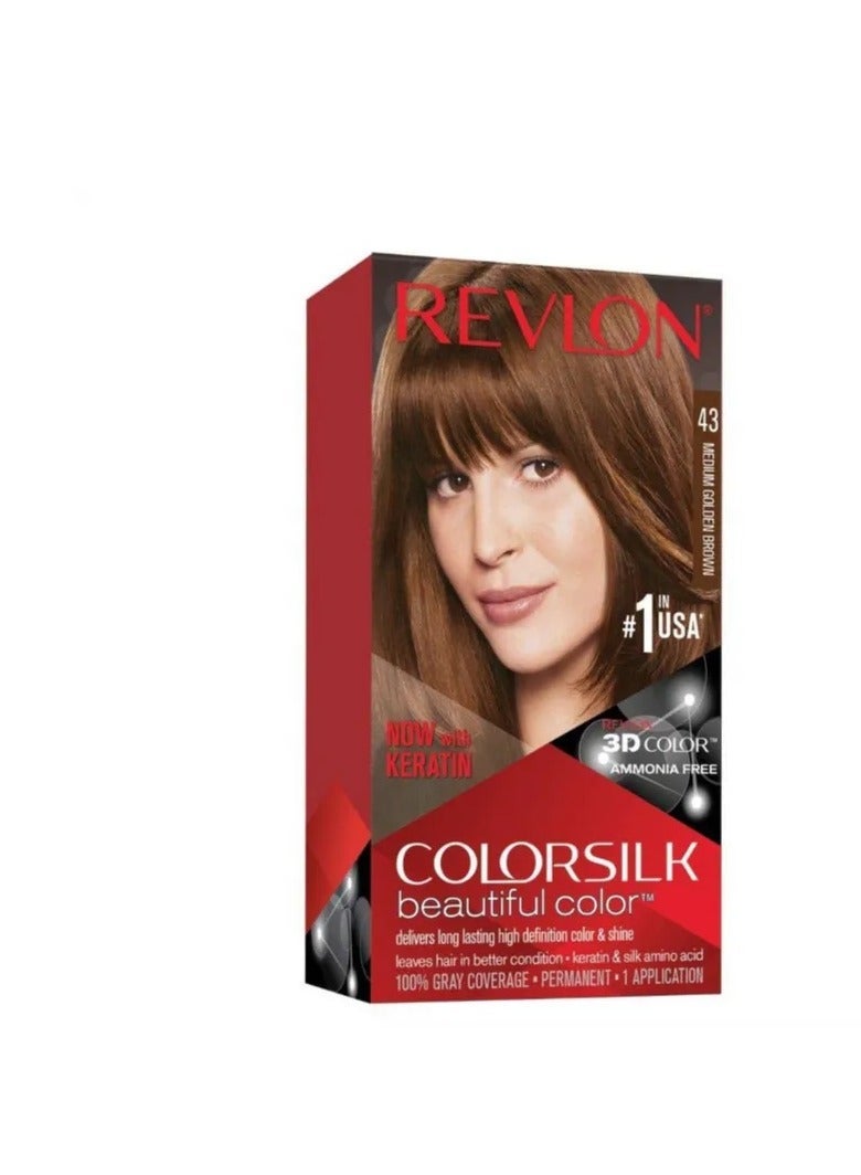 Revlon Colorsilk Hair Color, Medium Golden Brown [43] 1 ea - Image 1