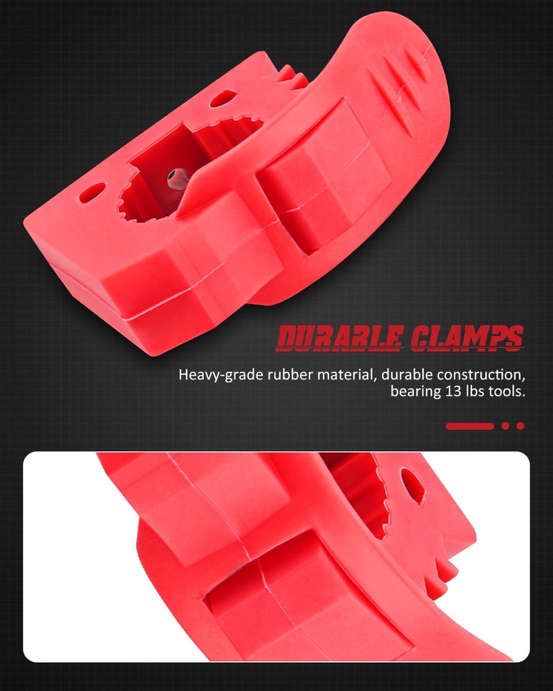 Dimension Overlanding Shovel Holder Quick-Release Clamp Mount for 1-1/7'' to 1-3/7'' Diameter Tools and Equipment for Home, Off-road vehicle, UTV, ATV, Van, Trucks, Boat & Train 4 Pack Red - Image 3