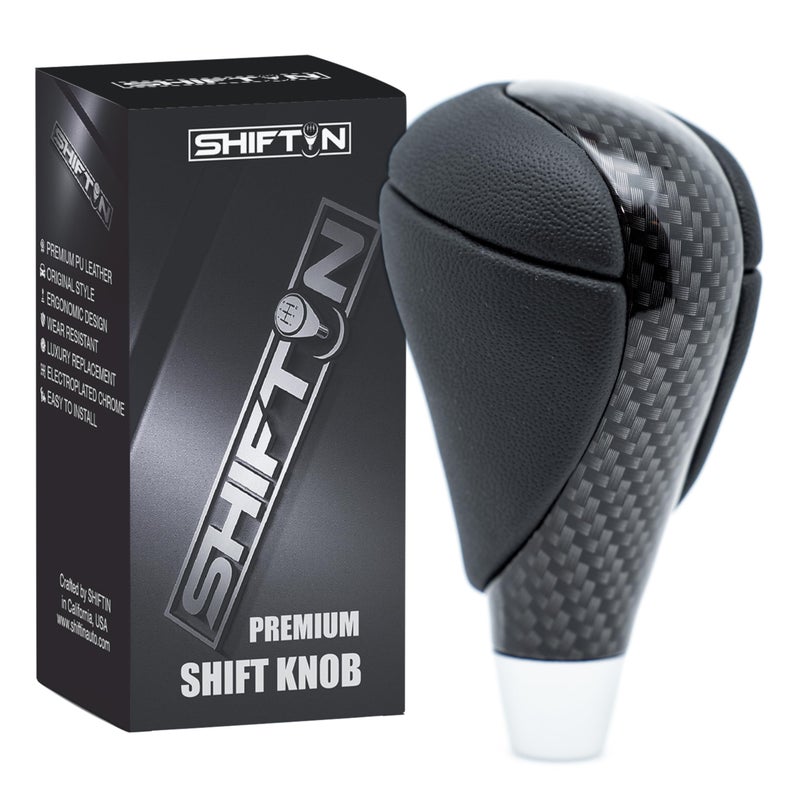 SHIFTIN Black Leather Carbon Pattern Gear Shift Knob Shifter for Lexus ES300h ES350 GS300 GS350 GS430 GS450h GS460 IS250 IS300 IS350 LS460 LS600h RX350 RX450h Black LeatherCarbon Pattern
