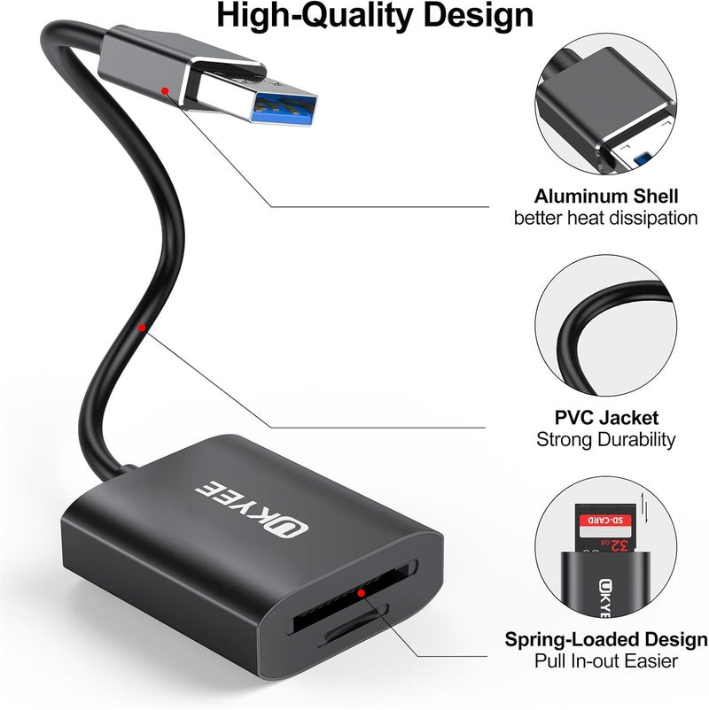 UKYEE SD Card Reader, 5Gbps High-Speed USB SD Card Reader Dual Slot Simultaneous Read Write Compatible with SD,SDHC,SDXC MicroSD,MicroSDHC,MicroSDXC, for Windows,Mac,Linux Systems - Image 5