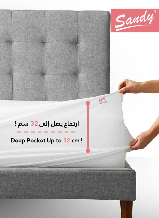 ساندي واقي مرتبة لاتيكس مقاوم للماء من ساندي, بطبقة بوليمير داخلية عازلة للسوائل والغبار والاتربة, ناعم وجيد التهوية مع حواف مطاطية محكمة حتى ارتفاع 32 سم, مقاس نفر ونص: 120×200 +32 سم - Image 5