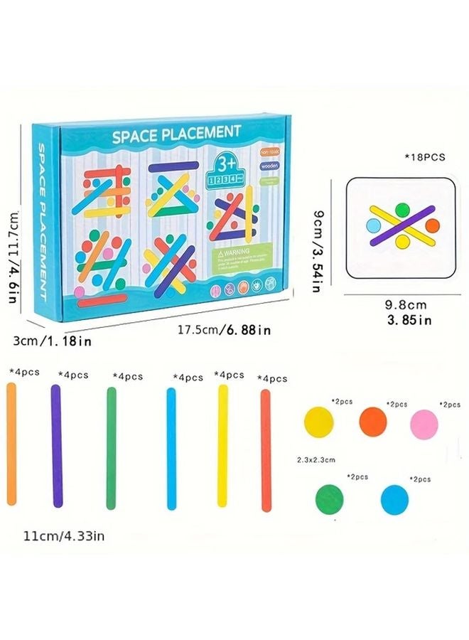 Blue Wooden Rainbow Stick Puzzle Kids Logical Thinking Matching Educational Toy - Image 3