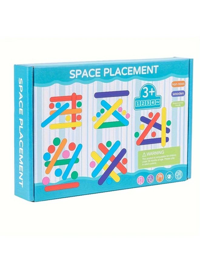 Blue Wooden Rainbow Stick Puzzle Kids Logical Thinking Matching Educational Toy - Image 1