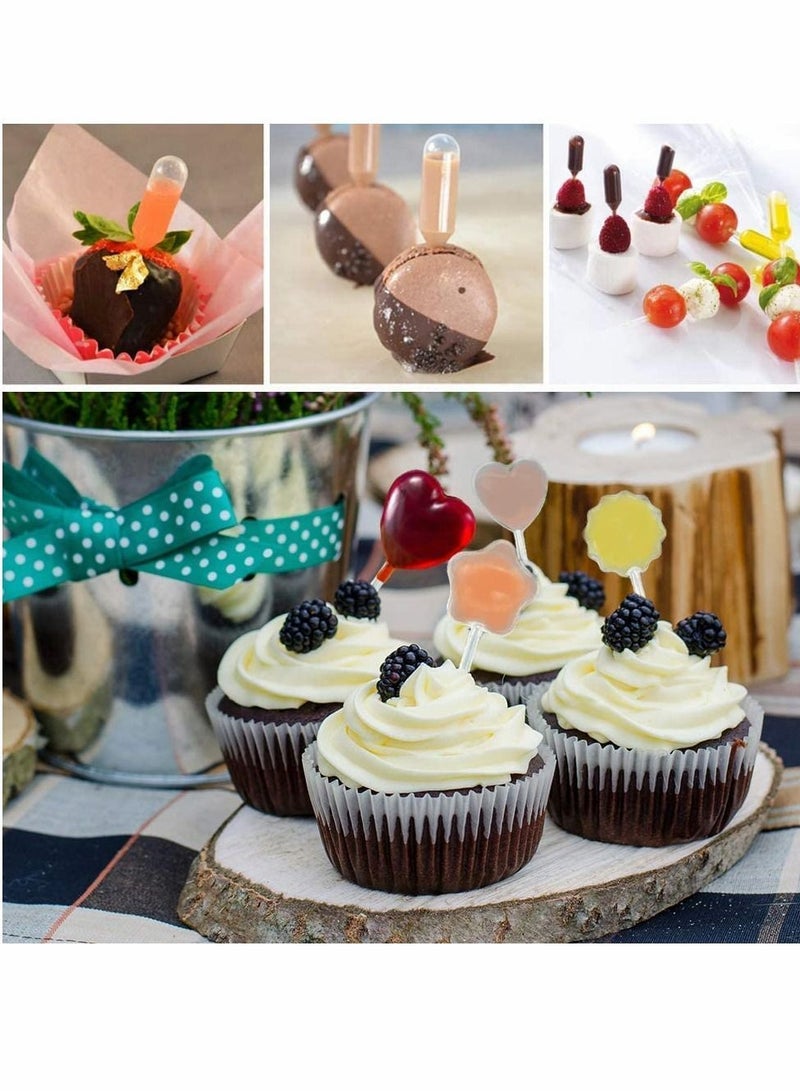 Cupcakes Pipettes,250PCS 4 ml Plastic Strawberry Pipettes Mini Squeeze Dropper Liquid Injector for Strawberries, Cupcake, Chocolate, Birthday Party and Holiday Decoration