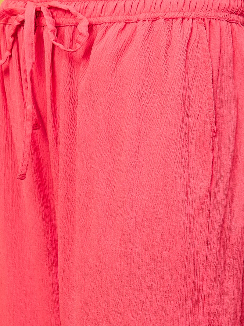 globus Women Pink Shirt Collar Long Sleeves Shirt & Palazzo