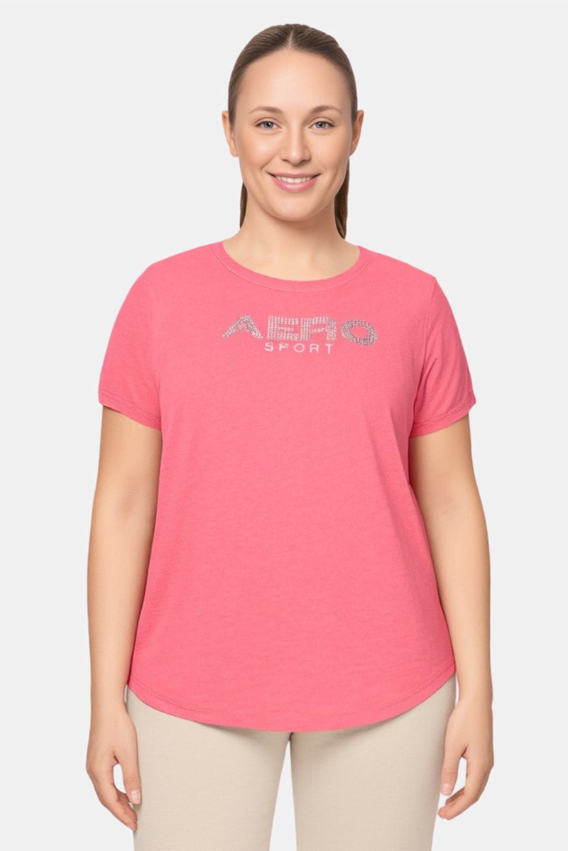 Aeropostale Women Plus Size Short Sleeves Outdoor T-Shirt, Pink - Image 1