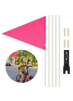 6ft Bike Safety Flag with Fiberglass Pole & Mounting Bracket, Bike Trailer Safety Flag, with Bicycle Mounting Bracket Height, Visibility Bicycle Safety Flag for Kids & Adults (Pink)