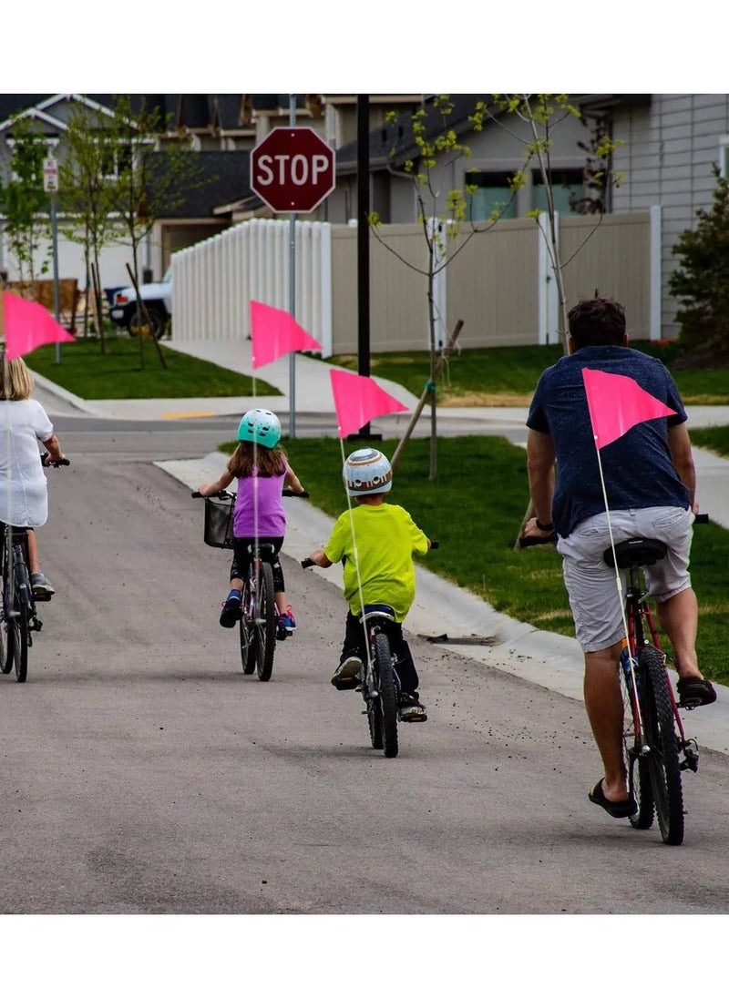 KASTWAVE - 6ft Bike Safety Flag with Fiberglass Pole & Mounting Bracket, Bike Trailer Safety Flag, with Bicycle Mounting Bracket Height, Visibility Bicycle Safety Flag for Kids & Adults (Pink) - Image 1