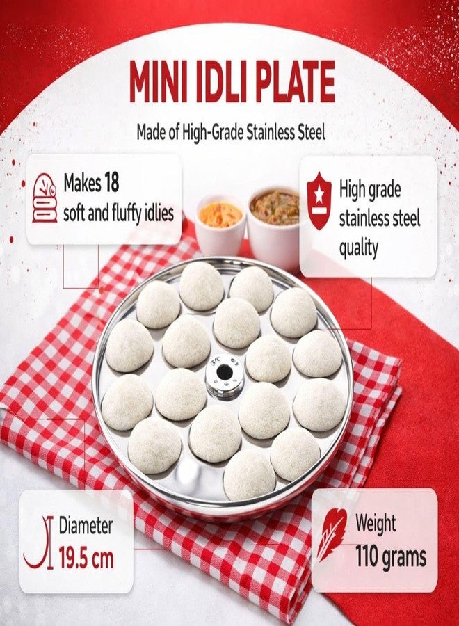 AadiVeer Stainless Steel Mini Idli Plate 18 Cavities | Mini Idli Maker | Fits All Idli Cookers & Idli Makers | Small Idli Maker Dia 19.5 cm - Image 3