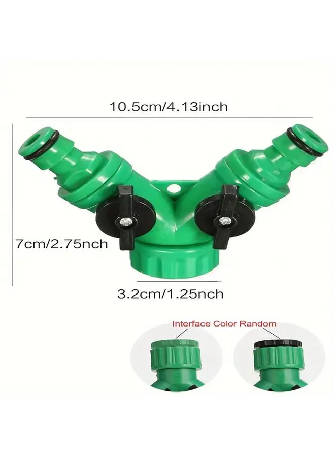Green 2 Outlet Lawn Irrigation Sprinkler Y Adapter Durable Professional Garden Hose Connector Universal Thread Standard Plastic Water Pipe Distribution Spigot - Image 3