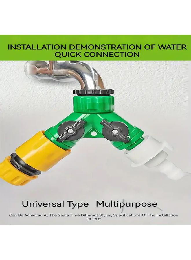 Green 2 Outlet Lawn Irrigation Sprinkler Y Adapter Durable Professional Garden Hose Connector Universal Thread Standard Plastic Water Pipe Distribution Spigot - Image 2