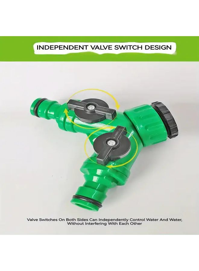 Green 2 Outlet Lawn Irrigation Sprinkler Y Adapter Durable Professional Garden Hose Connector Universal Thread Standard Plastic Water Pipe Distribution Spigot - Image 4