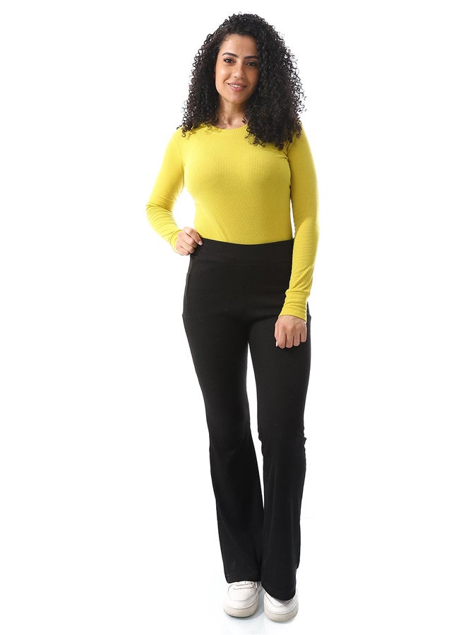 Andora Long Ribbed Basic Pear Yellow Tees_Yellow - Image 1
