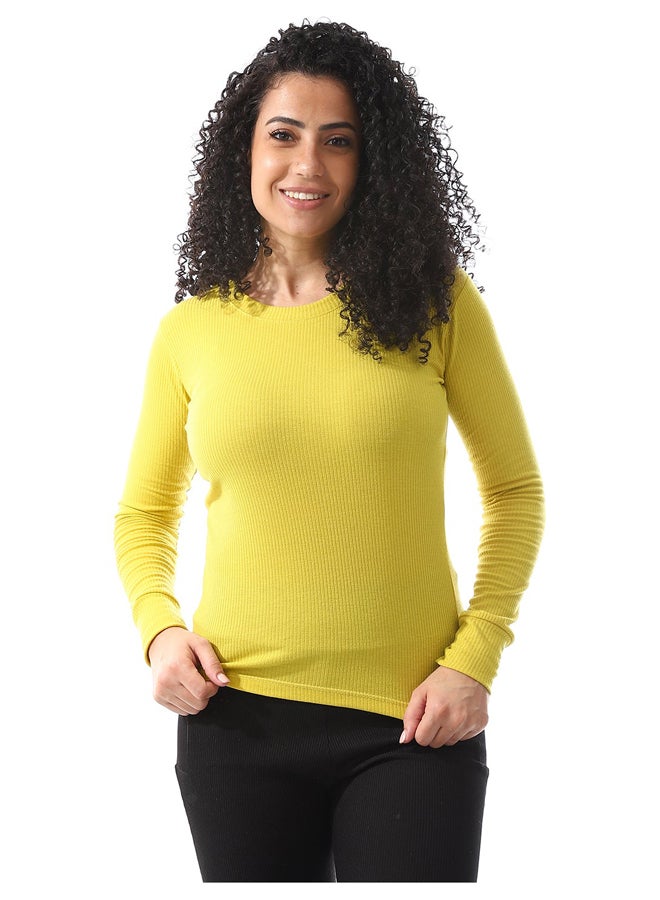 Andora Long Ribbed Basic Pear Yellow Tees_Yellow - Image 2