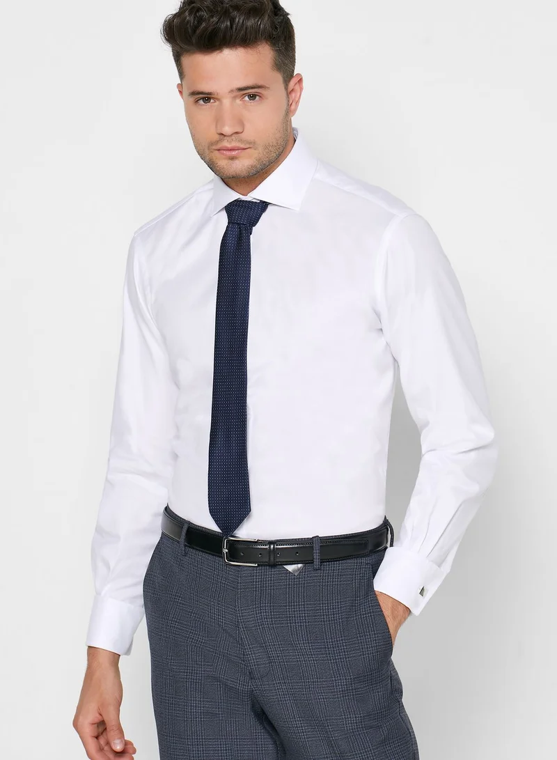 Oxford Cutaway Double Cuff Slim Fit Shirt for Men Best - Main Image