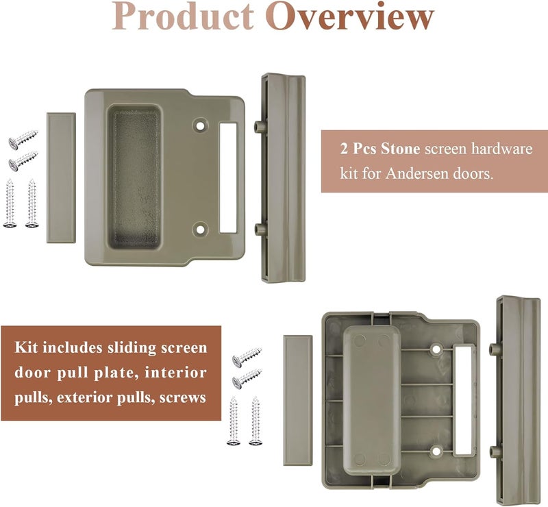 WFCYX Stone Screen Hardware Kit for Andersen Doors, Fits Andersen A-Series Gliding & Hinged Patio Doors, Frenchwood, Narroline, Perma-Shield, Two/Three-Panel Series Doors Manufactured from 1982 to Present - Image 2