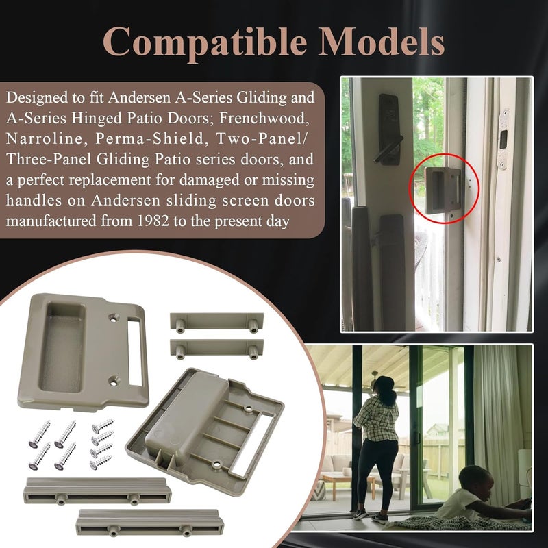 WFCYX Stone Screen Hardware Kit for Andersen Doors, Fits Andersen A-Series Gliding & Hinged Patio Doors, Frenchwood, Narroline, Perma-Shield, Two/Three-Panel Series Doors Manufactured from 1982 to Present - Image 3
