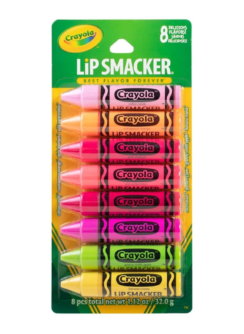 Lip Smacker Lip Smacker Crayola Lip Balm Party Pack - 8 Moisturizing Lip Balms, Cotton Candy, Orange, Sherbert, Watermelon, Berry, Apple, Banana, Hydrating & Protecting - Cruelty-Free  - Image 1