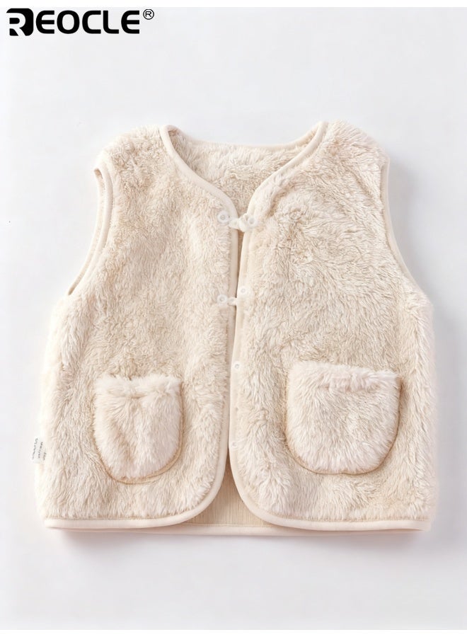 سترة أطفال من الفليس المرجاني مع دفء حراري خفيف و تصميم قماش ناعم مريح مع جيوب مزدوجة للعب في الهواء الطلق بشكل غير رسمي