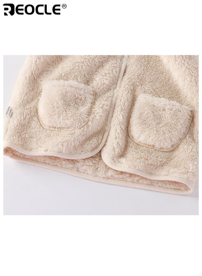 سترة أطفال من الفليس المرجاني مع دفء حراري خفيف و تصميم قماش ناعم مريح مع جيوب مزدوجة للعب في الهواء الطلق بشكل غير رسمي