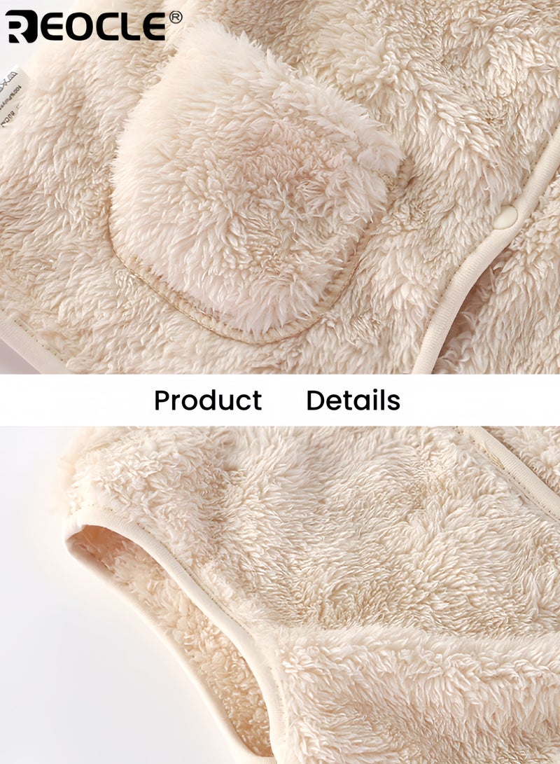 ريوكل سترة أطفال من الفليس المرجاني مع دفء حراري خفيف و تصميم قماش ناعم مريح مع جيوب مزدوجة للعب في الهواء الطلق بشكل غير رسمي - Image 3