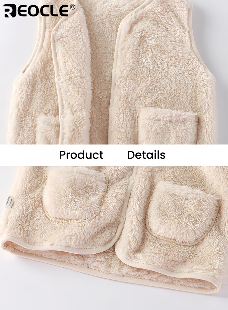 ريوكل سترة أطفال من الفليس المرجاني مع دفء حراري خفيف و تصميم قماش ناعم مريح مع جيوب مزدوجة للعب في الهواء الطلق بشكل غير رسمي - Image 4