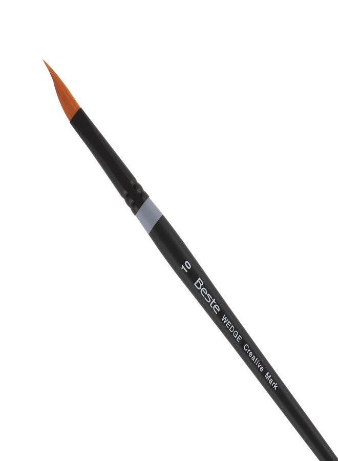 Creative Mark Beste Golden Taklon Wedge #10 Artist Brush, Professional Watercolor Brushes, for Acrylic Painting, Short Handle, Sharp Edges, Hand-Tied & Shaped - Image 1