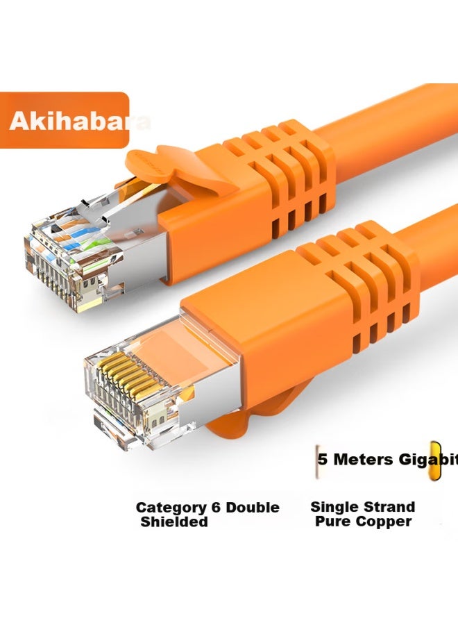 Choseal Cat6 Ethernet Cable Double Shielded Gigabit Broadband Cable For Engineering Computers And Monitoring, 8-core Twisted Pair Cable For Home Use, Orange 5m Qs2605 - Image 1