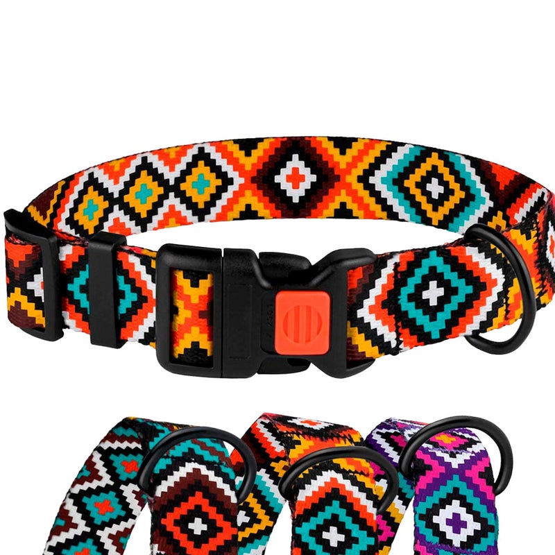 CollarDirect Nylon Dog Collar Aztec Geometric Pattern Aztec Sunset 14-18 inch - Image 1