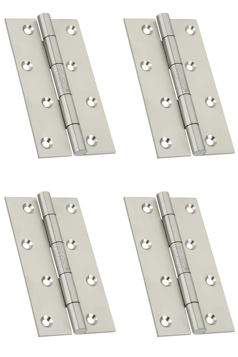 FAST مفصلات أبواب 4 قطع من الفولاذ المقاوم للصدأ 202 الفاخرة 4 بوصة 4x1x1 بوصة 100x25x25 مم ملحومة بمختلف السماكات لأي نوع من الأبواب سماكة 175 مم - Image 1