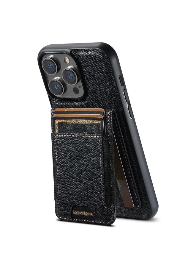 Suteni Case For iPhone 14 Pro Max H17 Cross Grain Leather MagSafe Detachable Wallet Phone Case - Image 1